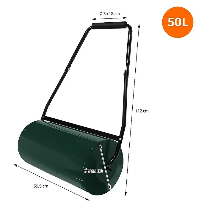 ECD Germany Rasenwalze Rasenroller zur Bodenverdichtung befüllbar mit Wasser/Sand Bodenwalze - Arbeitsbreite: 60 cm