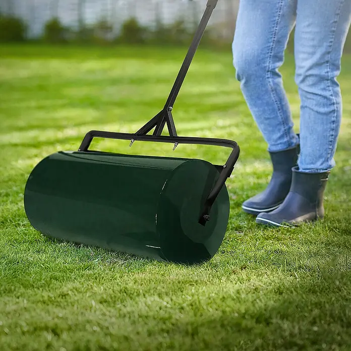 ECD Germany Rasenwalze Rasenroller zur Bodenverdichtung befüllbar mit Wasser/Sand Bodenwalze - Arbeitsbreite: 90 cm, Grün