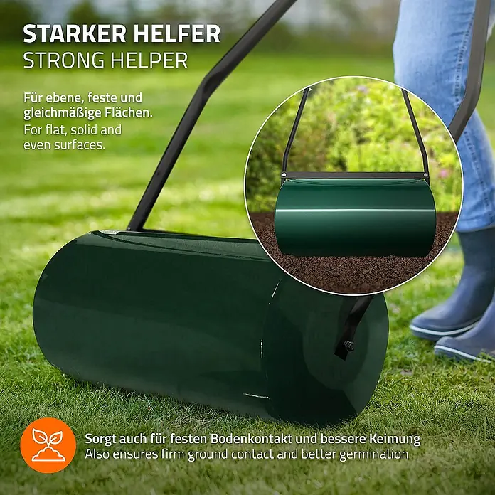 ECD Germany Rasenwalze Rasenroller zur Bodenverdichtung befüllbar mit Wasser/Sand Bodenwalze - Arbeitsbreite: 60 cm