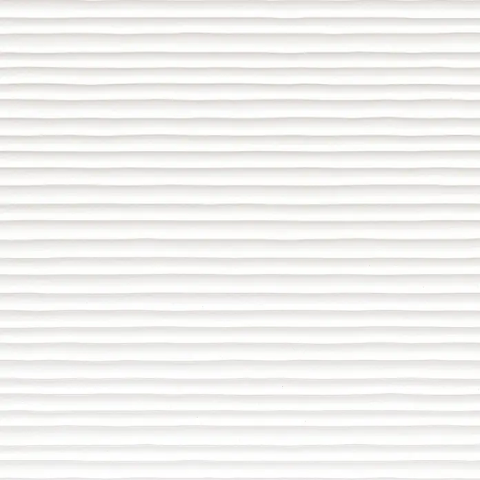 DryTile Wandfliese Palazzo Strukturiert Linie - 30 x 60 cm, Weiß, Matt - Weißes, wellenförmiges Wandpaneel. Eine moderne und stilvolle Textur für Innenräume mit horizontalen, sanften Linien.