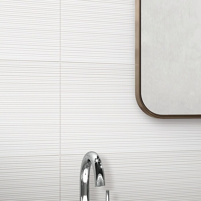DryTile Wandfliese Palazzo Strukturiert Rille (30 x 60 cm, Weiß, Matt) | BAUHAUS