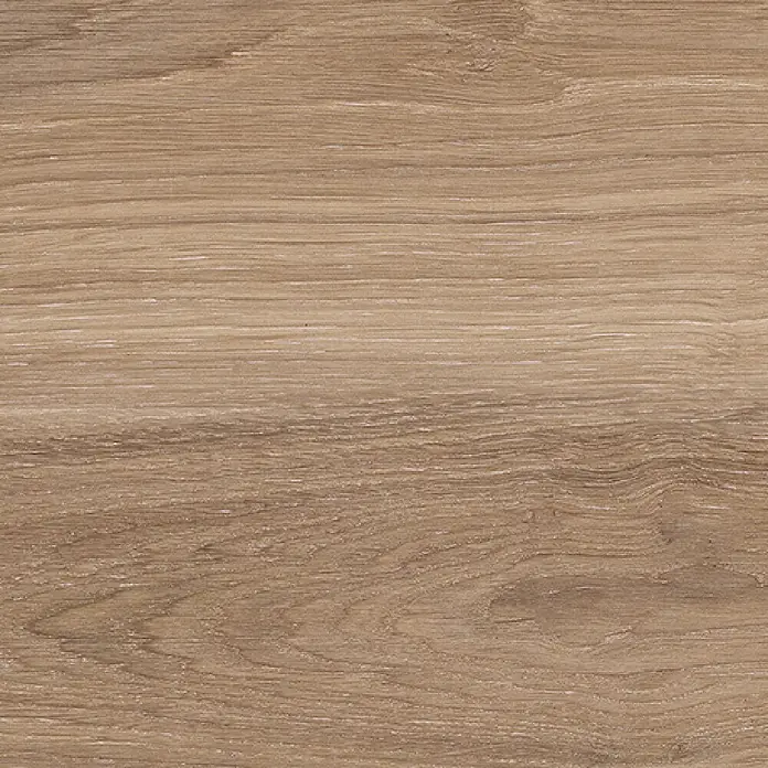 Feinsteinzeugfliese Sealwood - 17,5 x 60 cm, Mist, Matt - Nahaufnahme einer beigen Holzoberfläche mit einer deutlichen Maserung und feinen Details, ideal für Texturen.