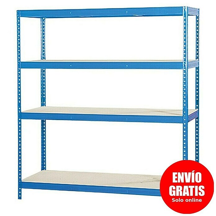 Regalux Estantería para cargas pesadas XXL (L x An x Al: 60 x 180 x 180 cm, Capacidad de carga: 400 kg/balda, Número de baldas: 4 ud., Inserción, Azul)