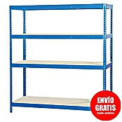 Regalux Estantería para cargas pesadas XXL (L x An x Al: 60 x 180 x 180 cm, Capacidad de carga: 400 kg/balda, Número de baldas: 4 ud., Inserción, Azul)