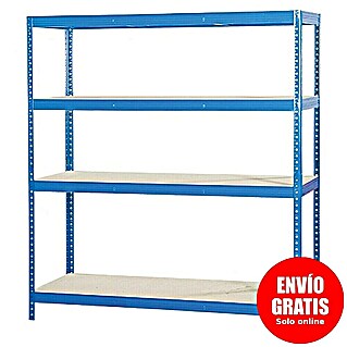 Regalux Estantería para cargas pesadas XXL (Al x An x Pr: 180 x 180 x 60 cm, Capacidad de carga: 1.600 kg, Número de baldas: 4 ud., Inserción, Azul)