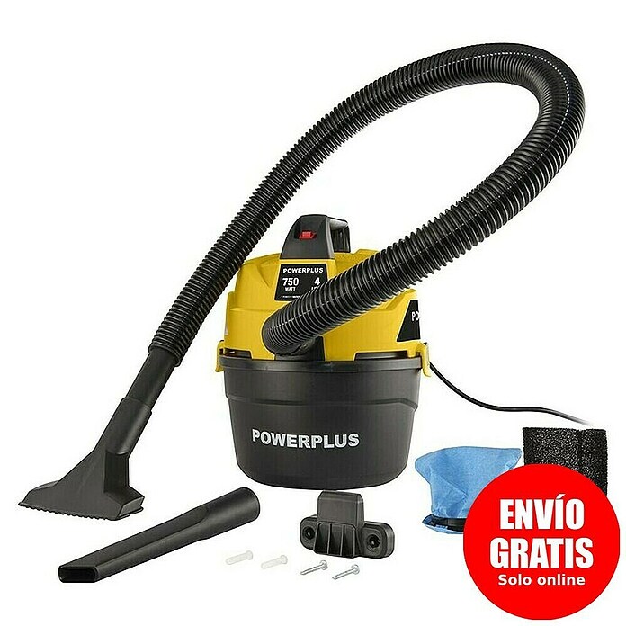 PowerPlus Aspirador en seco y húmedo eléctrico POWX318 (750 W, Volumen de recipiente: 4 l) | BAUHAUS
