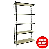 Simonrack Maderclick Estantería metálica Megaplus (Al x An x Pr: 200 x 120 x 50 cm, Capacidad de carga por balda: 200 kg, Número de baldas: 5 ud., Inserción, Antracita/Madera) | BAUHAUS