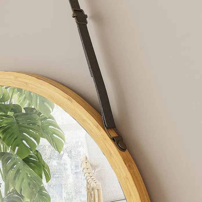 Vicco Wandspiegel Mirno Bambus mit verstellbarem Gurt - Bambus