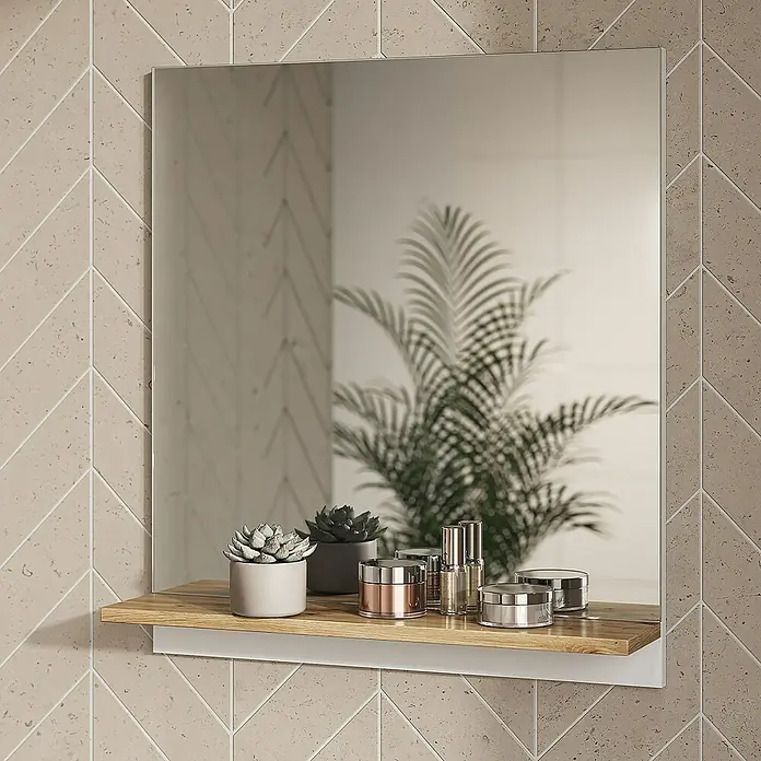 Vicco Wandspiegel Marelle Weiß/Artisan mit Regal - Weiß/Artisan