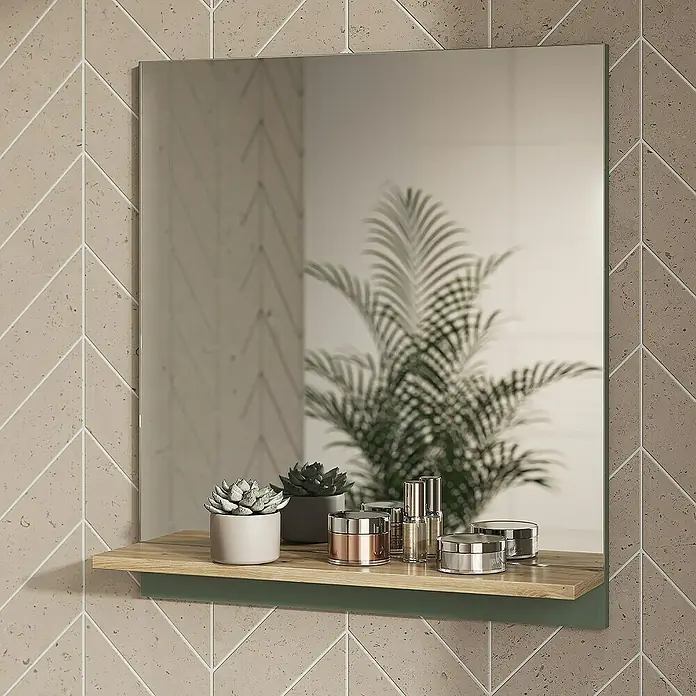 Vicco Wandspiegel Marelle Grün/Artisan mit Regal - Grün/Artisan
