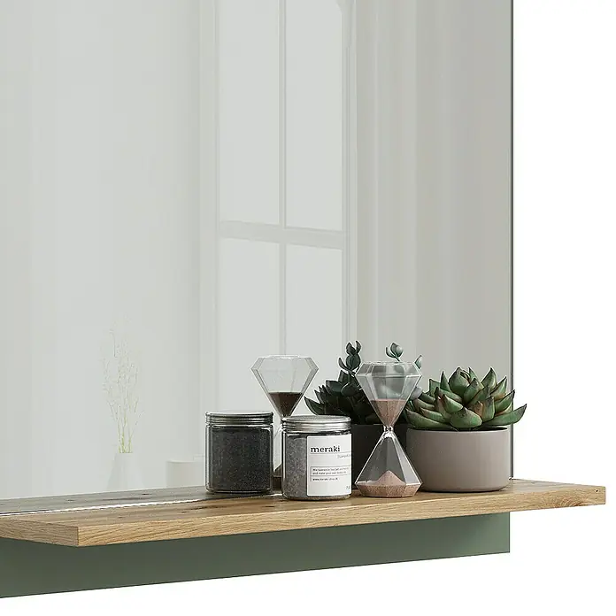 Vicco Wandspiegel Marelle Grün/Artisan mit Regal - Grün/Artisan