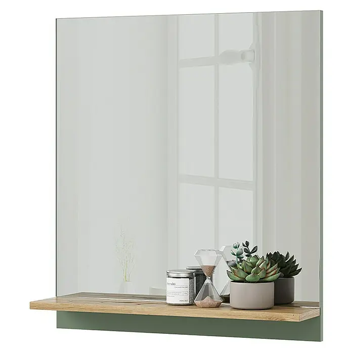 Vicco Wandspiegel Marelle Grün/Artisan mit Regal - Grün/Artisan