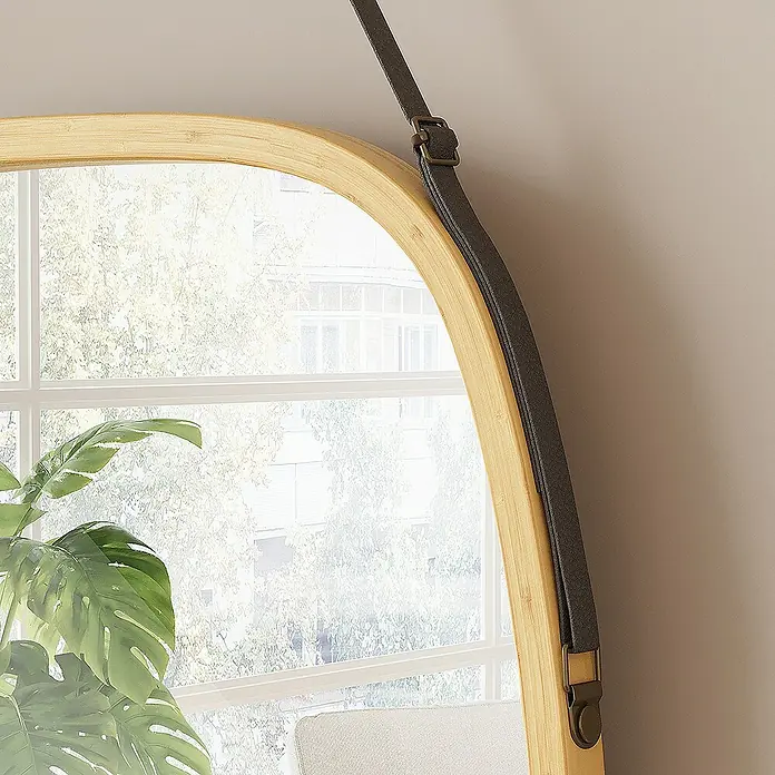 Vicco Wandspiegel Mirno Bambus mit verstellbarem Gurt - Bambus