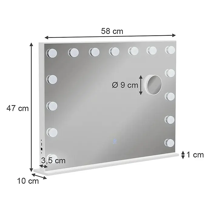 Vicco Wandspiegel Greta Weiß mit LED-Beleuchtung - Weiß