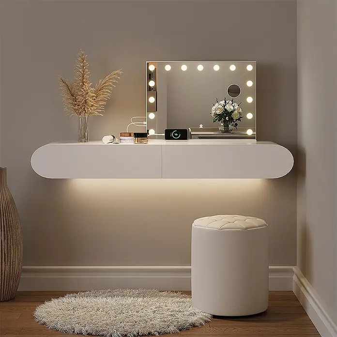 Vicco Wandspiegel Greta Weiß mit LED-Beleuchtung - Weiß