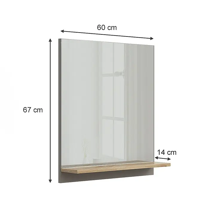 Vicco Wandspiegel Marelle Greige mit Regal - Greige