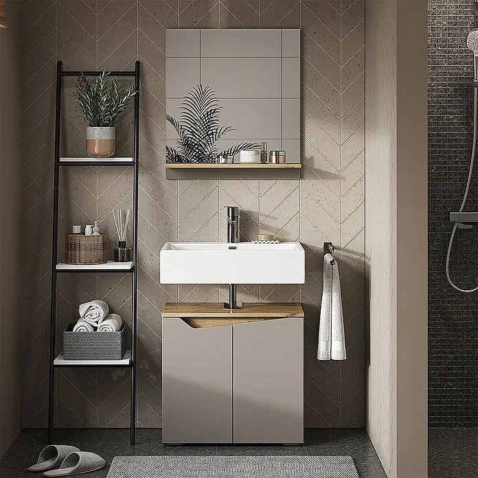 Vicco Wandspiegel Marelle Greige mit Regal - Greige