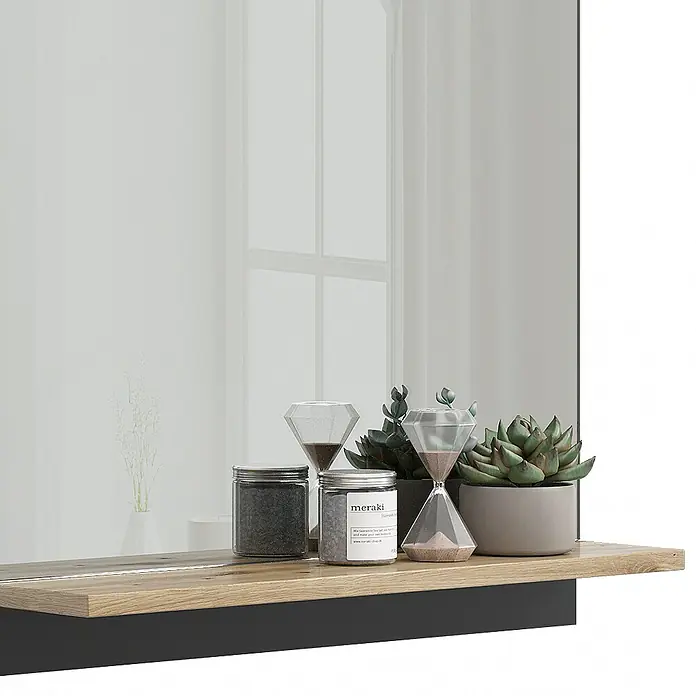 Vicco Wandspiegel Marelle Anthrazit/Artisan mit Regal - Anthrazit/Artisan