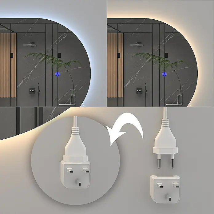 Vicco Wandspiegel Weiß mit LED Beleuchtung - Weiß