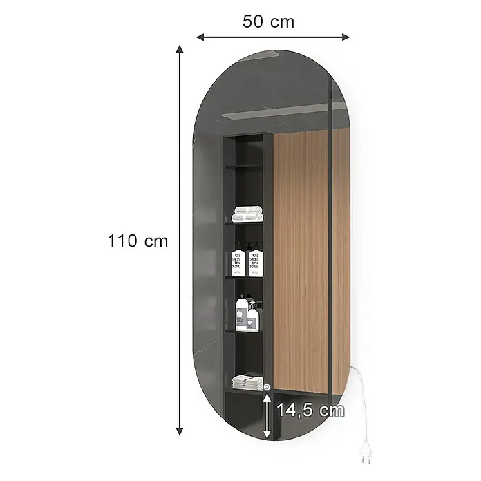 Vicco Wandspiegel Weiß mit LED Beleuchtung - Weiß