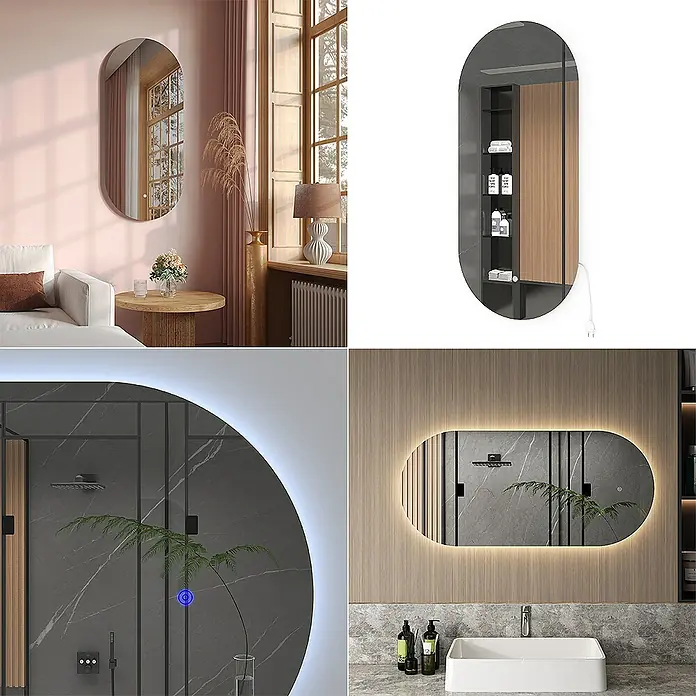 Vicco Wandspiegel Weiß mit LED Beleuchtung - Weiß