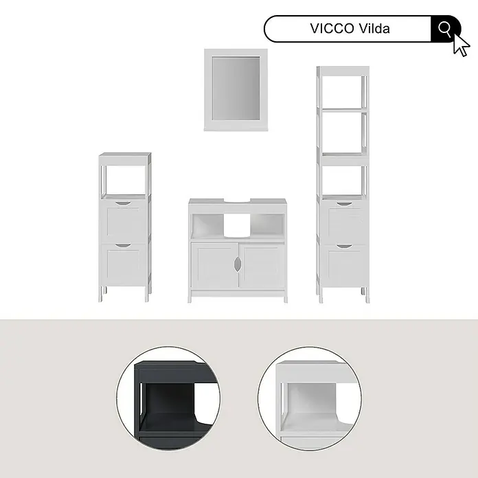 Vicco Wandspiegel Vilda Grau - Grau