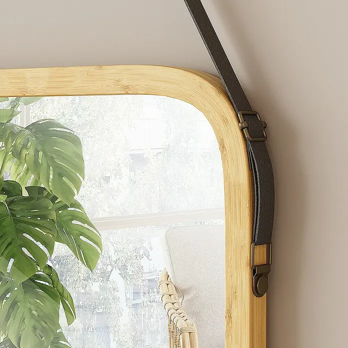 Vicco Wandspiegel Mirno Bambus mit verstellbarem Gurt - Bambus