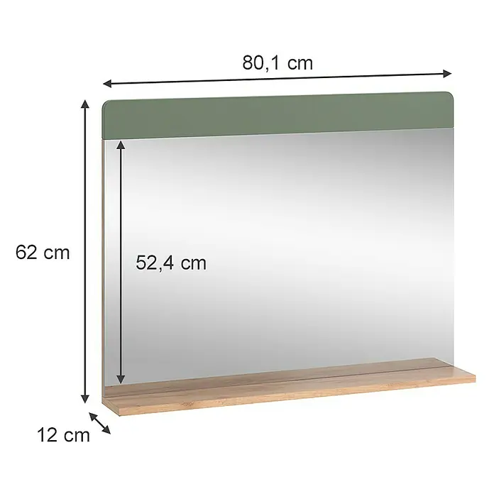 Vicco Wandspiegel Izan Grün/Goldkraft Eiche mit Ablage - Grün/Goldkraft Eiche