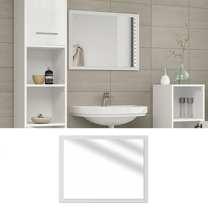 Vicco Wandspiegel Kiko Weiß Hochglanz/Weiß - Weiß Hochglanz/Weiß