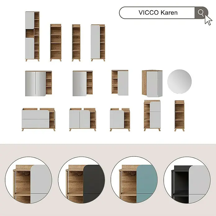 Vicco Wandspiegel Karen Weiß Rund - Weiß