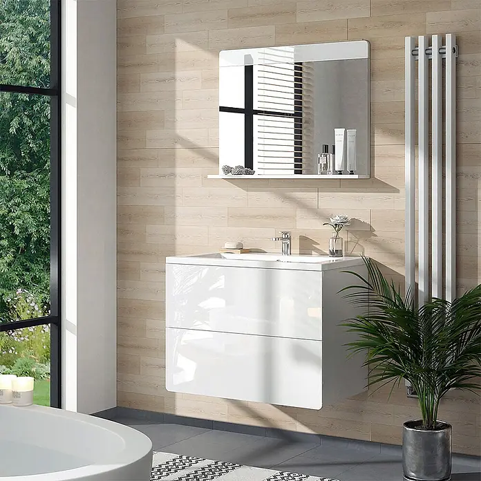 Vicco Wandspiegel Izan Weiß mit Regal - Weiß