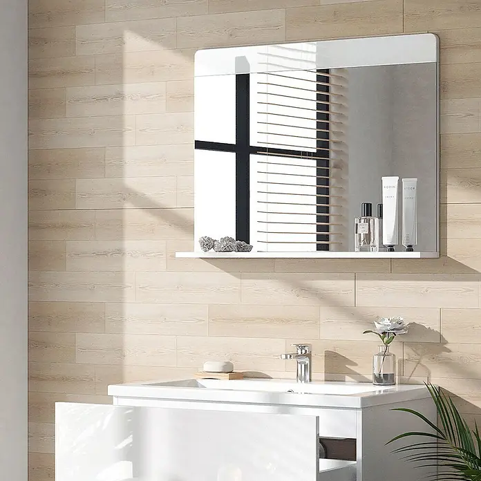 Vicco Wandspiegel Izan Weiß mit Regal - Weiß