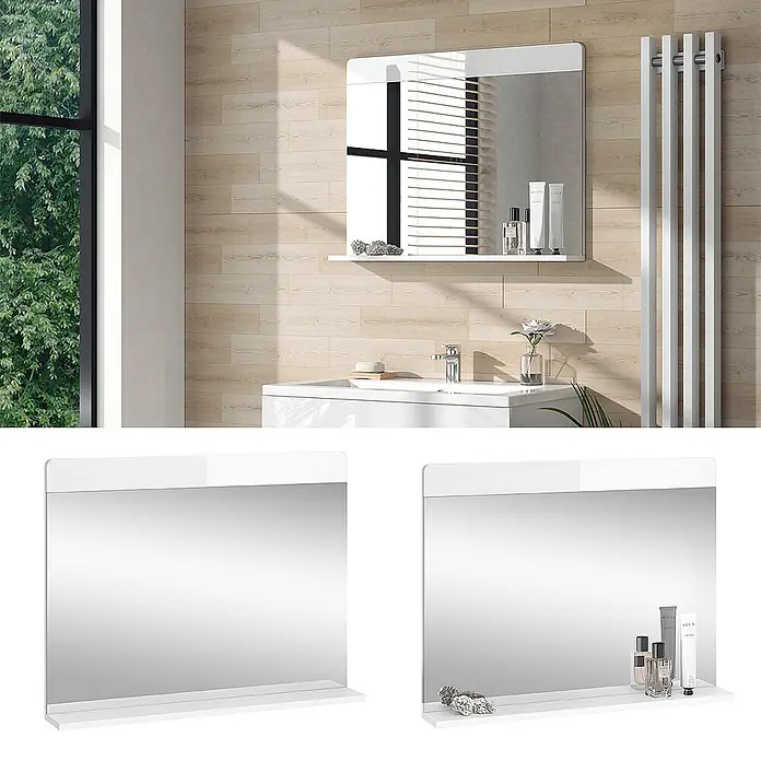 Vicco Wandspiegel Izan Weiß mit Regal - Weiß