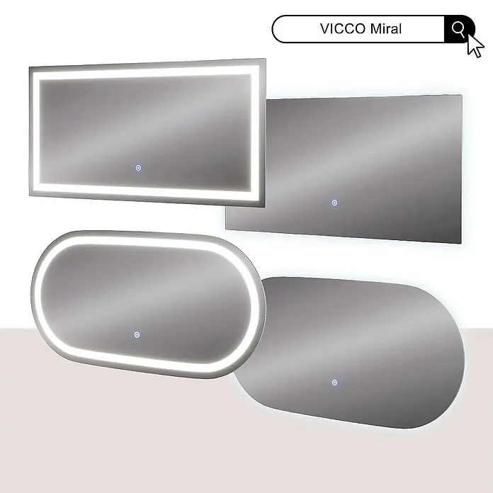 Vicco Wandspiegel Miral Glas mit Backlight Beleuchtung - Glas