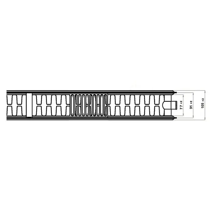 Flachheizkörper - B x H: 2.000 x 400 mm, Wärmeleistung bei Vorlauftemperatur von 75 °C (D: 50): 2.370 W, Typ Heizkörper: 22 - Abbildung eines innovativen Wärmeisolationssystems, das durch seine spezielle Struktur eine hohe Energieeffizienz ermöglicht.