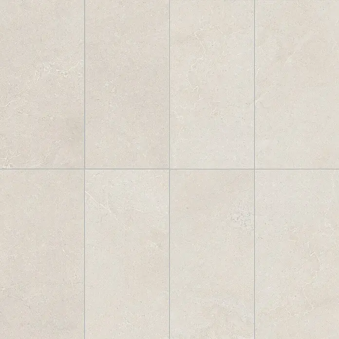 RAK Ceramics Feinsteinzeugfliese Valdi - 60 x 120 cm, White, Matt - Beige Bodenfliesen mit subtilen Mustern, ideal für ein elegantes Interieur. Die Fliesen sind rechteckig und durch Fugen getrennt.