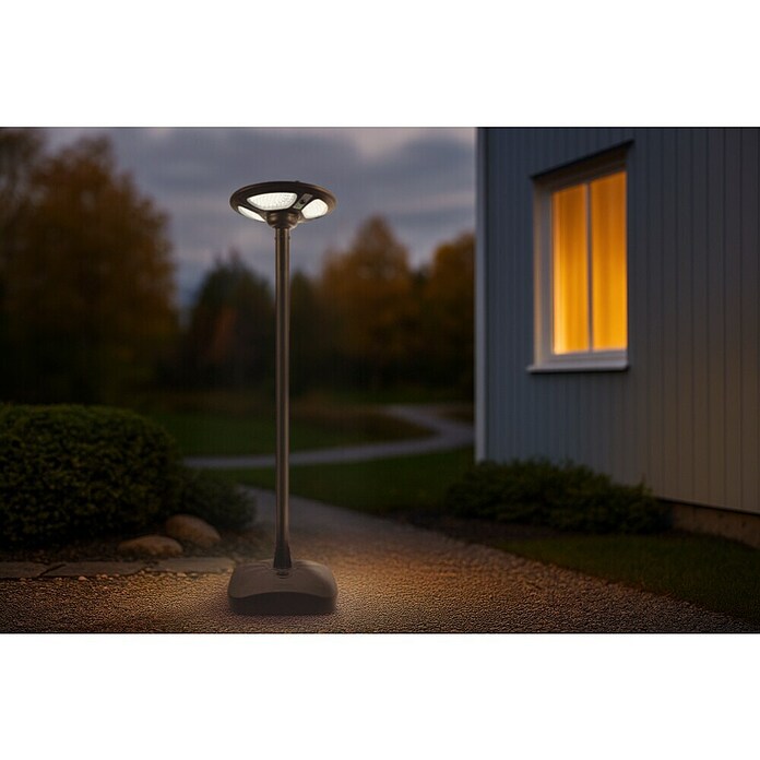Garza Farola solar Icaro (Altura: 265,5 cm, Negro, IP54, Blanco cálido) | BAUHAUS