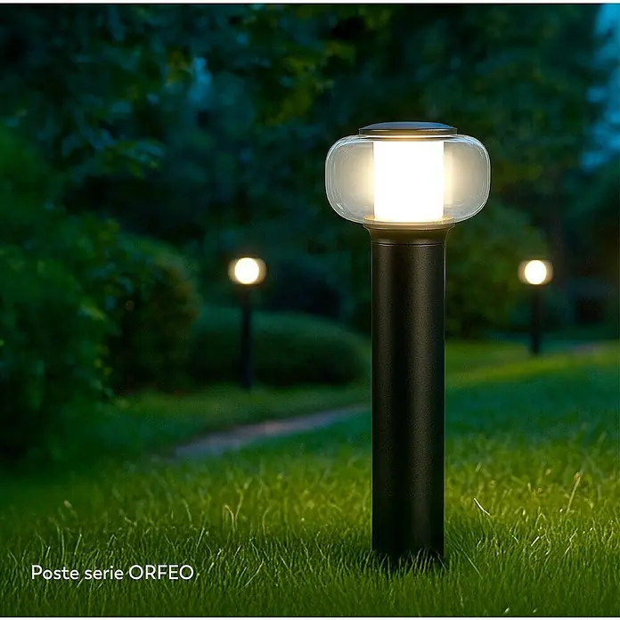Garza Aplique exterior LED Orfeo - 35 W, 15 x 15 x 16 cm, Negro, IP65 - Elegante farola de jardín ORFEO. Esta baliza moderna proporciona un ambiente atmosférico en el jardín con su diseño claro y luz cálida.