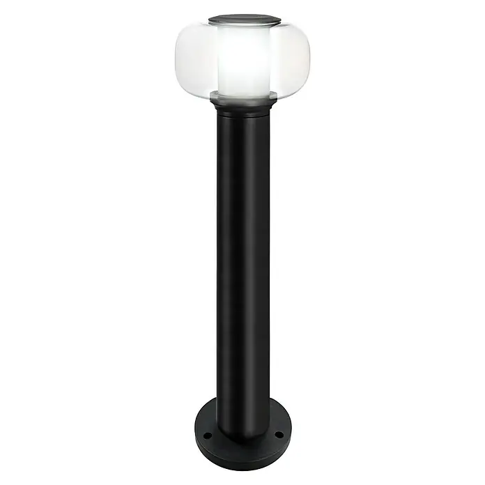 Garza Lámpara de pie para exterior LED Orfeo - 12 x 12 x 60 cm, Negro, GU10 - Una luz exterior negra y moderna con una pantalla redonda y brillante, ideal para iluminar caminos y jardines.