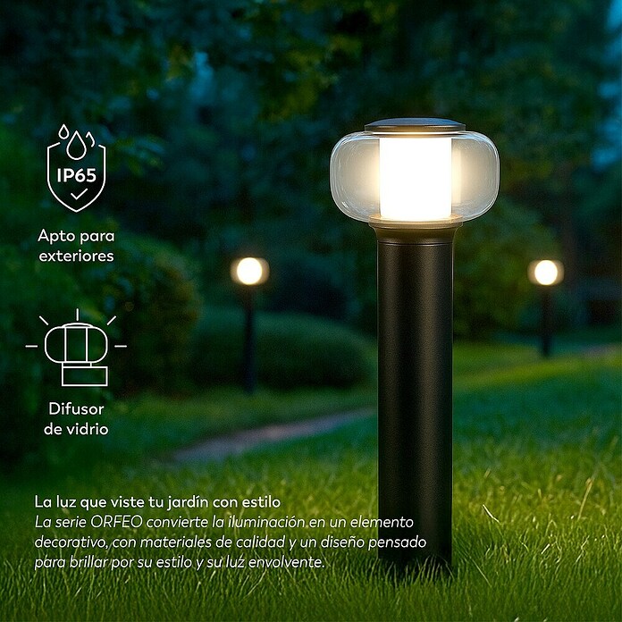 Garza Lámpara de pie para exterior LED Orfeo (12 x 12 x 60 cm, Negro, GU10) | BAUHAUS