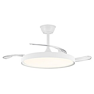 Cristal Record Ventilador de techo Polaris (Blanco, 106 cm, 30 W, Blanco cálido)