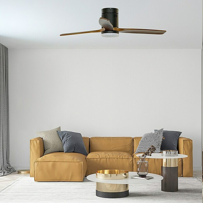 Cristal Record Ventilador de techo Nine Eco (29 W, Negro, Diámetro: 122 cm, Tamaño de la estancia: 20 m²) | BAUHAUS