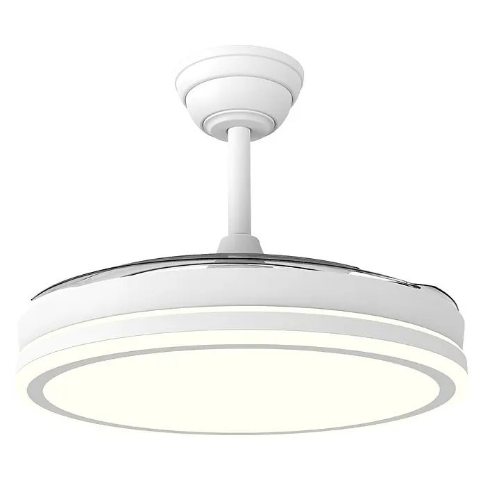 Cristal Record Ventilador de techo Maxi Evo - Blanco, 106 cm, 30 W, Blanco cálido - Lámpara de techo blanca con ventilador integrado para un diseño de habitación moderno.\n