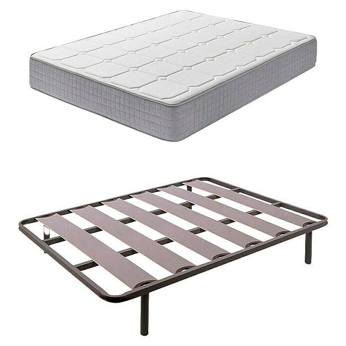 Unique Somier de láminas R66 y colchón Top (Largo: 200 cm, Ancho: 135 cm, Viscoelástica, Colchón a 2 caras) | BAUHAUS