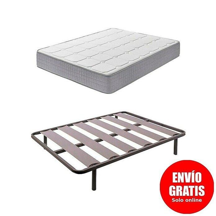 Unique Somier de láminas R66 y colchón Top (Largo: 200 cm, Ancho: 90 cm, Viscoelástica, Colchón a 2 caras) | BAUHAUS