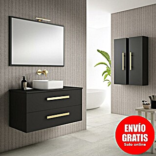 Mueble de lavabo Cairo (L x An x Al: 45 x 80 x 50 cm, Negro/Dorado)