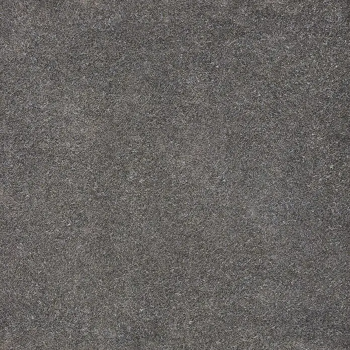 Terrassenfliese Colosseo - 60 x 60 x 2 cm, Basalt Grau, Matt - Nahaufnahme eines dunkelgrauen Teppichs. Die Textur ist rau und unregelmäßig, was dem Teppich ein robustes Aussehen verleiht. Ideal für stark frequentierte Bereiche.