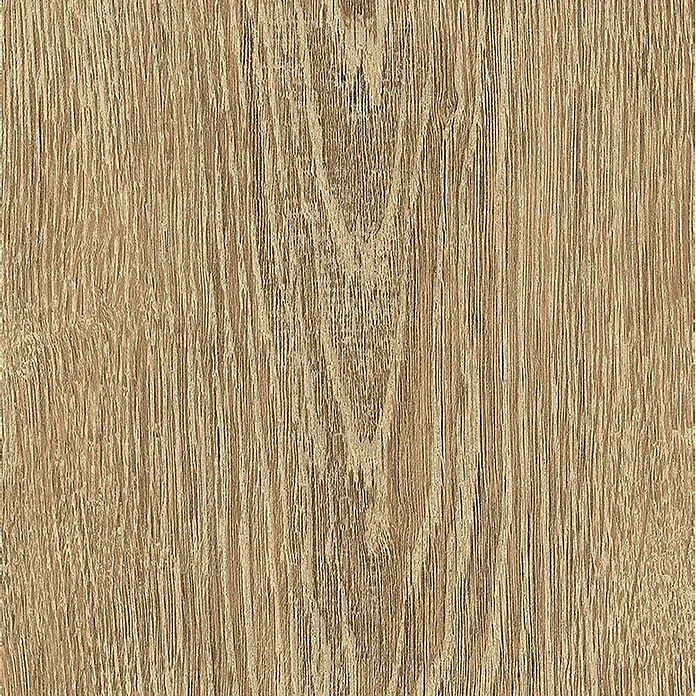Feinsteinzeugfliese Nordika - 20 x 120 cm, Nut, Matt - Nahaufnahme einer Holzoberfläche mit deutlicher Maserung, ideal für Möbel oder Bodenbeläge.
