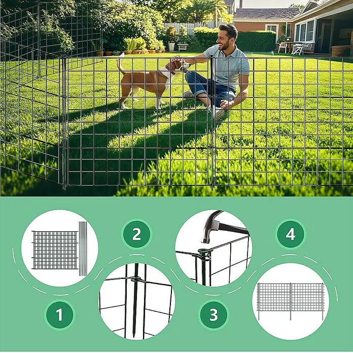 Floordirekt Zaun-Set Pablo 5-teilig Grün - 77,5 x 99 cm, Grün