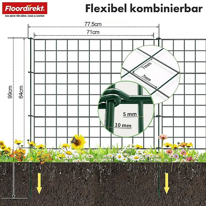 Floordirekt Zaun-Set Pablo 5-teilig Grün - 77,5 x 99 cm, Grün